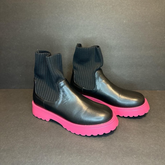 Black with Pink Bottoms Ankle Boots - Picture 2 of 5